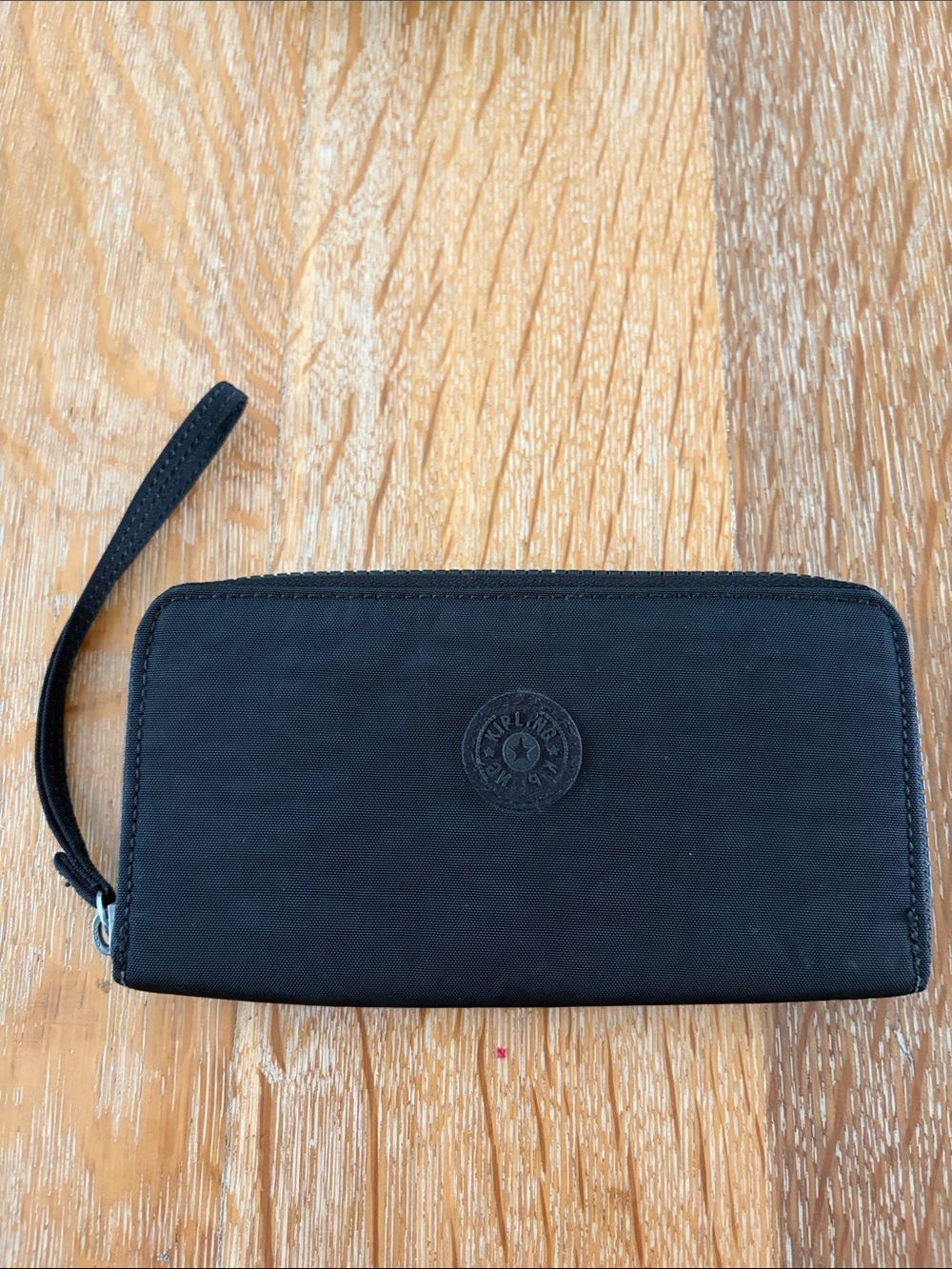 Kipling Black Zip Wristlet with Logo Emblem